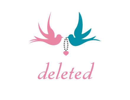flying doves holding a necklace with a heart pendant