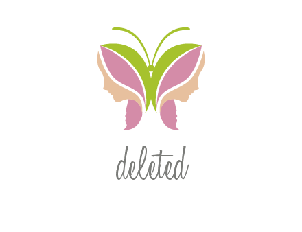 two women faces as butterfly wings beauty logo