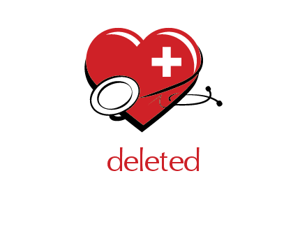 stethoscope around heart with cross medical logo
