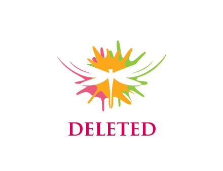 art logo with dragonfly outline between pant splashes