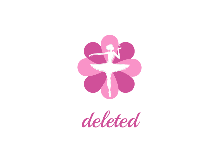 ballerina in a feminine flower shaped logo