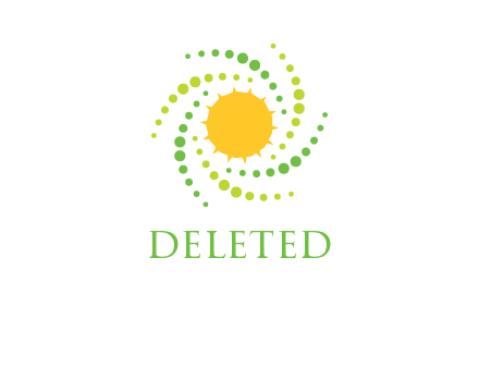 Halftone dots circle with sun logo