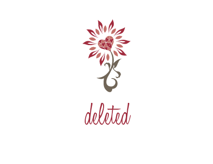 gemstones heart growing on plant logo