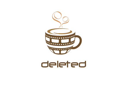 creative film reel coffee mug logo