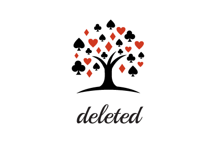 gambling card sign on tree logo